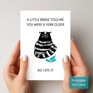 Funny cat birthday card, cute printable bday card, cat lover bday card, birthday card for friend, cat themed birthday card, digital cat card