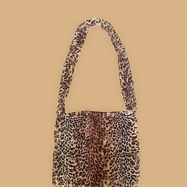 Faux Fur Fluffy Brown Leopard Tote Bag