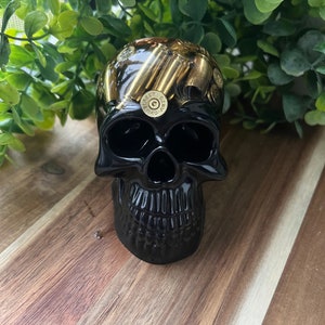 Black Bullet Skull | Epoxy Resin Skull | Skull Decoration | Bullet decoration | man cave gift | man cave decoration