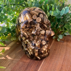 Large Clear Bullet Skull | Epoxy Resin Skull | Skull Decoration | Bullet decoration | man cave gift | man cave decoration