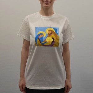 Abstract Holy Family Shirt - Unique t-shirt - Hand Painted T-shirt -Christian Apparel- Gift for Her