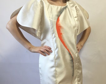 Hand painted dress 100% silk - Abstract silk dress - Silk dress - Summer clothing- One size fits S M L