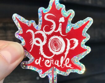 Maple Syrup Glitter Sticker | red maple leaf | sugar time | sugar shack | traditional Quebec syrup | maple syrup lovers | maple sugar