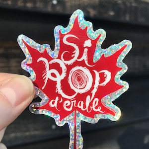 Ahornsirup Glitzer Sticker | rotes Ahornblatt | Zuckerzeit | Zuckerhütte | traditioneller Quebecer Sirup
