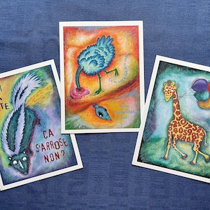 Lot de cartes colorées d'animaux - anniversaire ou décoration