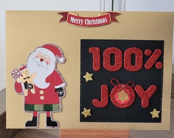 Greeting card 100% Joy gold and red