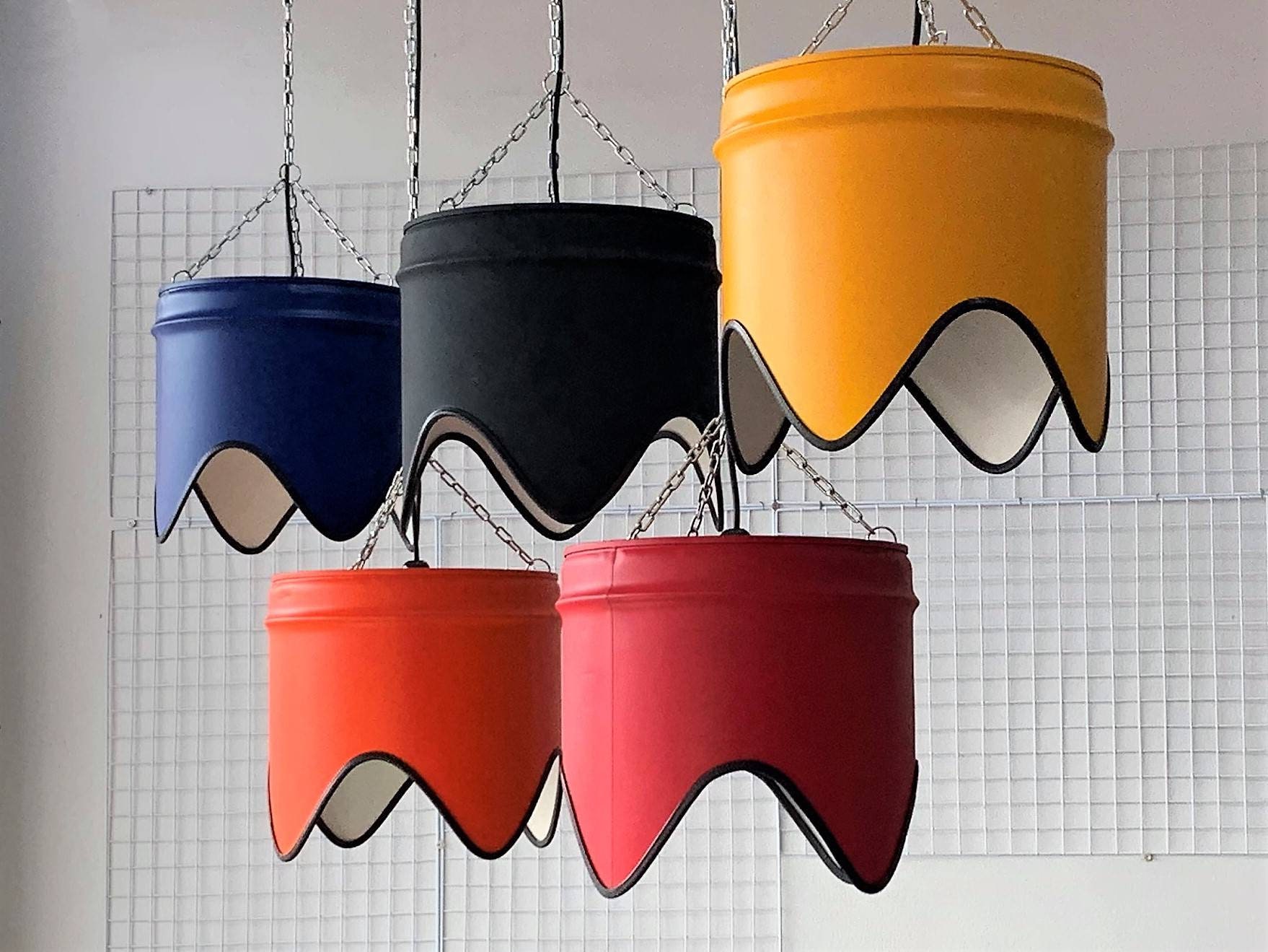 Metal hanging lamp - oil barrel ceiling lamp - barrel furniture lamp - pendant lamp - oil drum hanging lamp - pendant lamp - upcycling loft