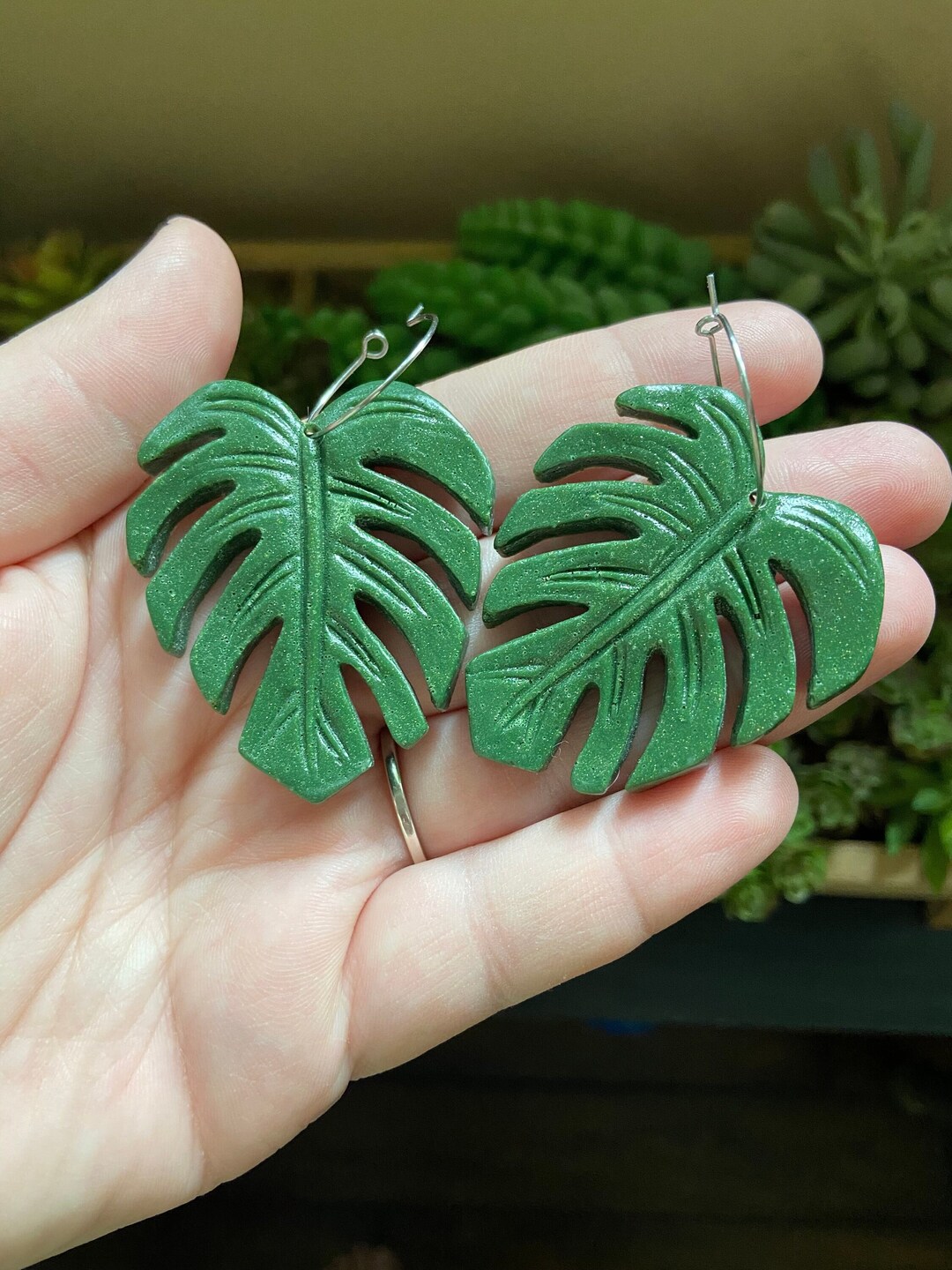 Monstera Leaf Earring Monstera Deliciosa Resin Earring Etsy