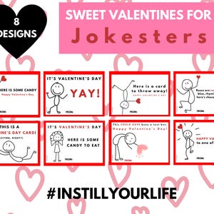 Stick Figure Valentines l Tween Valentines l Boy Valentines l Funny Valentines l Download digital l Classroom Valentine Cards l Girl Cards