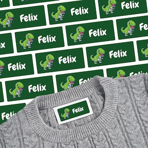 Dinosaurusnaamstickers voor schoenen en kleding 30 x 13 mm, aanpasbare en waterdichte labels met namen voor kinderen in de kleuterklas