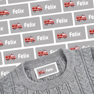 Adesivo con nome dei vigili del fuoco per bottiglia di abbigliamento e scarpe 30 x 13 mm, etichette impermeabili per bambini, scuola e asilo