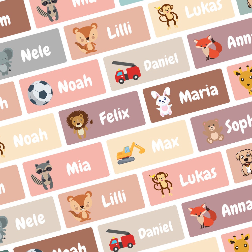 Namensaufkleber für Kinder für Kleidung und Gegenstände, personalisierbare und wasserfeste Klebeetiketten für Kinder, Schule und Kindergarten