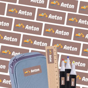 Carregadeira de rodas com adesivo de nome para canetas régua estojo 30 x 13 mm, adesivos personalizáveis para crianças, escola e jardim de infância