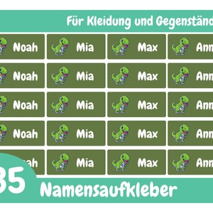 Dinosaurus/Dino naamstickers voor kleding en voorwerpen 30 x 13 mm, aanpasbare en waterdichte zelfklevende etiketten voor kinderen in de kleuterklas