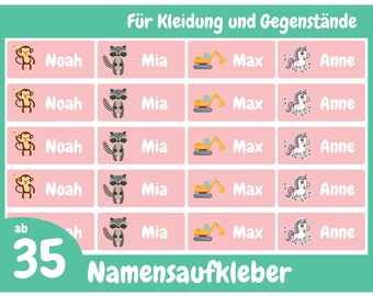 Namensaufkleber für Kleidung und Gegenstände 30x13 mm, personalisierbare und wasserfeste Klebeetiketten für Kinder, Schule und Kindergarten