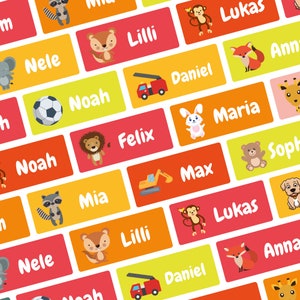 Pegatinas infantiles con nombres para ropa y objetos, etiquetas con nombres personalizables e impermeables para niños, colegio y guardería
