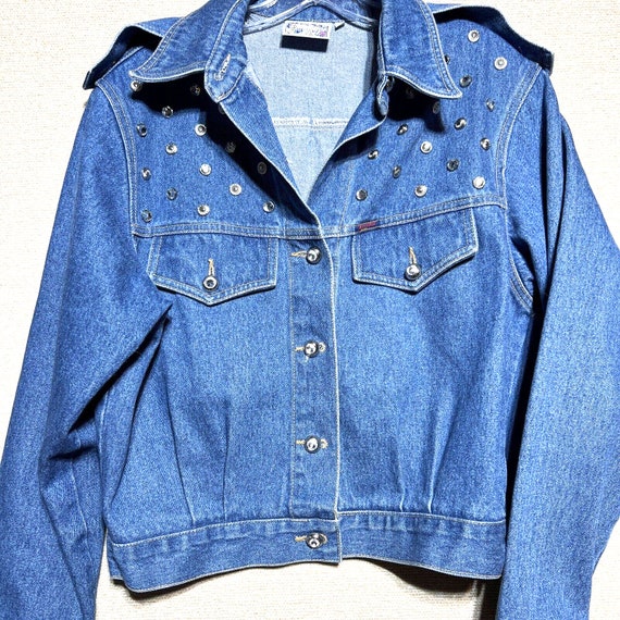 Monique Fashions Denim Jacket Size 10 Vintage Emb… - image 1