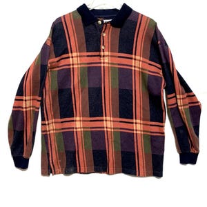 Natural Issue Herren-Strickpullover, Größe M, Flanell, kariert, 90er Jahre, Y2K