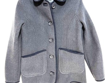 L.L. Bean Giacca in pile da donna con bottoni sul davanti Petite Sz XS Colletto Peter Pan grigio