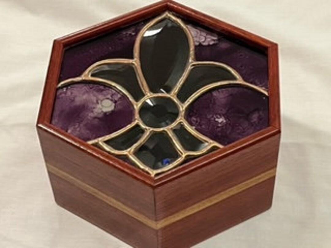 Handcrafted Hexagonal Wood and Stained Glass Keepsake/jewelry Box Etsy