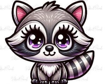 Cute Raccoon PNG – High-Resolution Digital File for Sublimation (Digital Download)