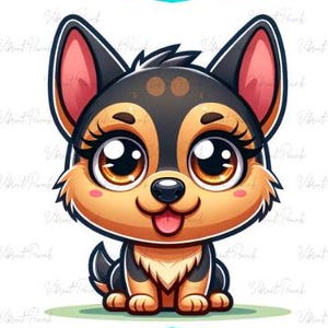 Cute German Shepherd Puppy PNG – High-Resolution Digital File for Stickers, Sublimation, Tumblers, Shirts, and More - Dog