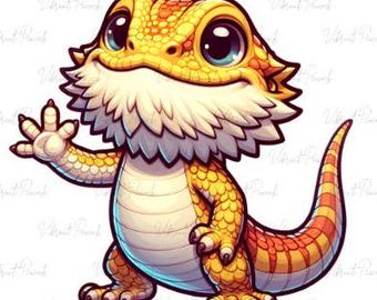 Waving Bearded Dragon PNG: High-Resolution Digital File (Digital Download)