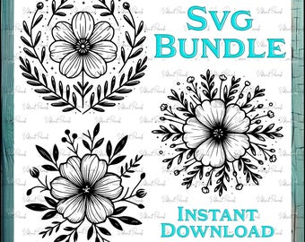 Floral SVG-Bundle: Dekorative Blumenschnittdateien (Digitaler Download)