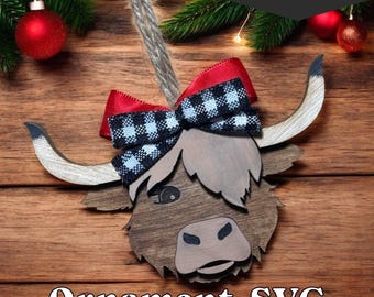 Highland Cow Christmas Ornament: Laser Cut SVG File (Digital Download)