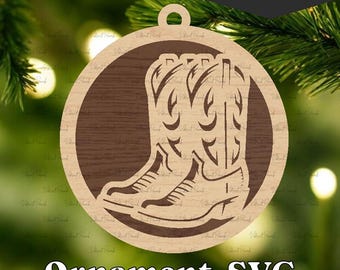 Cowgirllaarzen ornament SVG – western rodeo, lasergesneden bestand (digitale download)