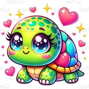 Linda tortuga con corazones PNG: archivo digital de alta resolución para calcomanías, sublimación, vasos, camisetas y más: Día de San Valentín