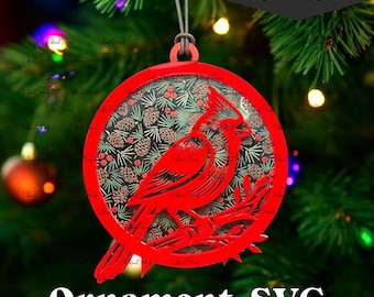 Cardinal Ornament SVG: Laser Cut File, Bird Ornament (Digital Download)