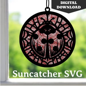 Ladybug Suncatcher SVG - Ladybug Svg - Download digitale - File di taglio - File di taglio laser - Ornamento - Ornamento coccinella - Natura Svg - Coccinella