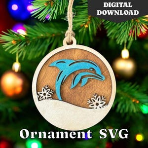 Delfin Ornament - Digitaler Download - Laser geschnittene SVG-Datei - Weihnachtsverzierung - Strandverzierung - Ozeanverzierung