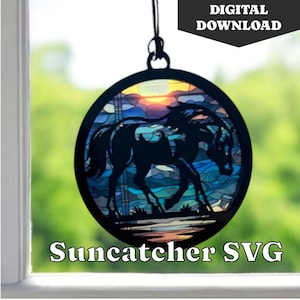 Attrape-soleil cheval SVG - téléchargement numérique - fichier de coupe - fichier découpé au laser - ornement - poney - rodéo - ferme