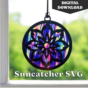 Flower Suncatcher SVG - Digital Download - Cut File - Laser Cut File - Ornament