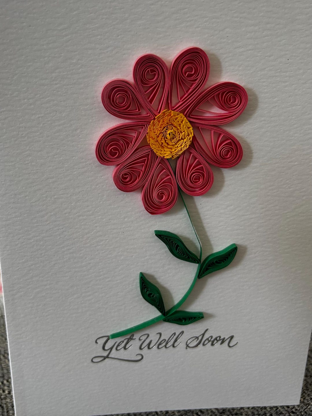 Get Well Soon Card, 3D Quilled Flower, Handmade - Etsy UK