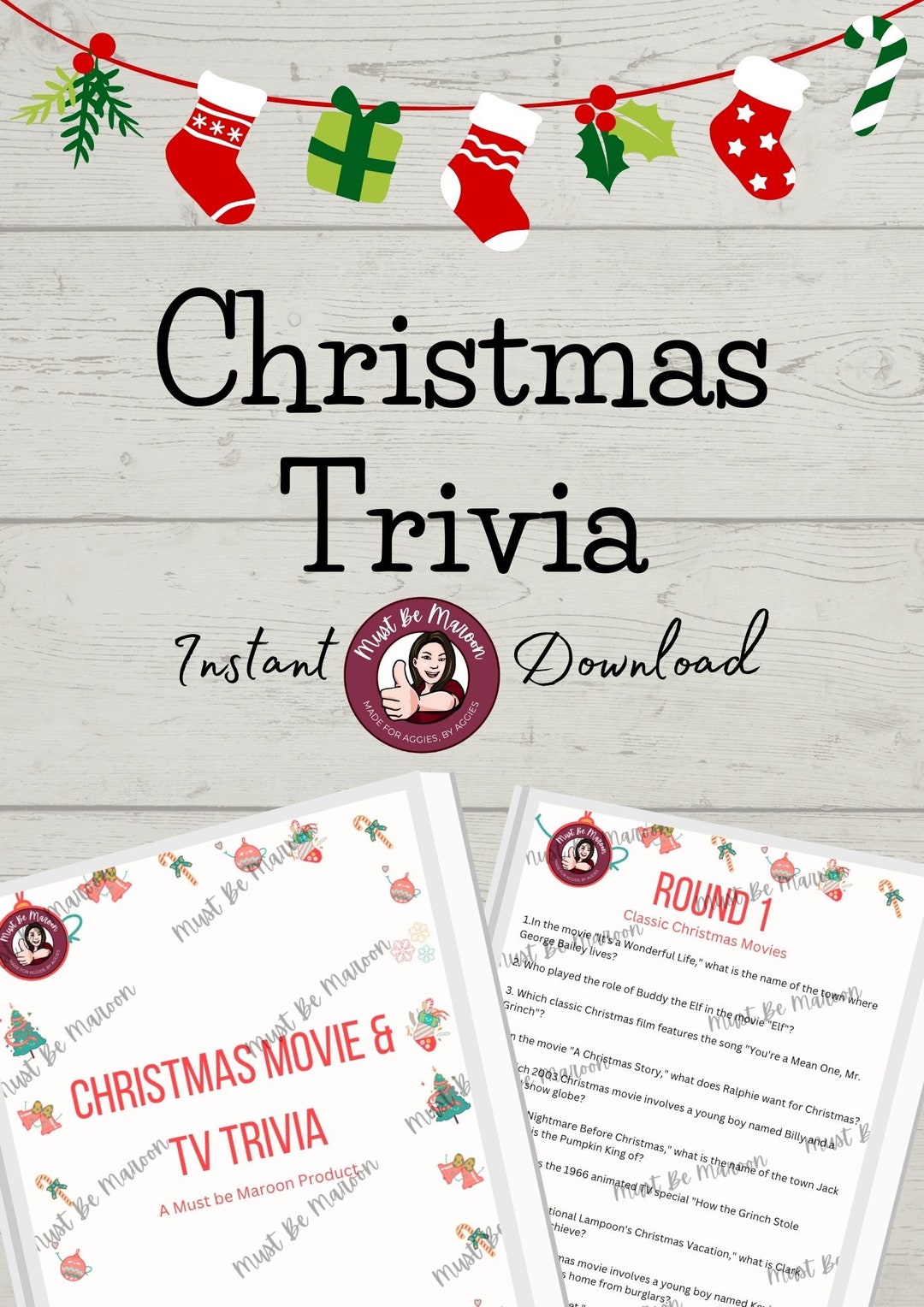 Christmas Movie and TV Trivia Game Fun Christmas (Download Now) Etsy