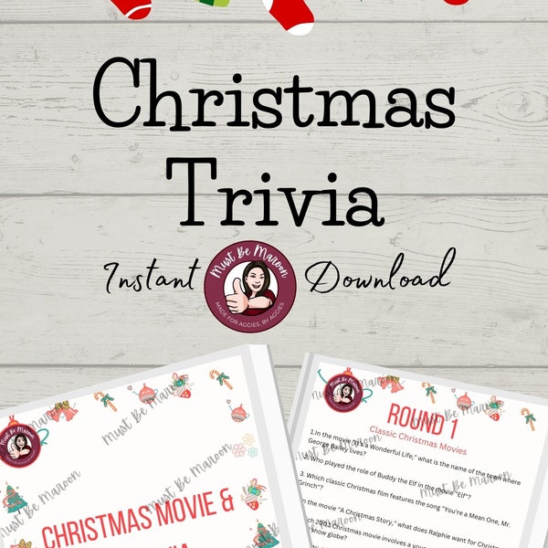 Christmas Movie and TV Trivia Game - Fun Christmas Games - Holiday Trivia - Holiday Party Games - Festive Season Celebration Games