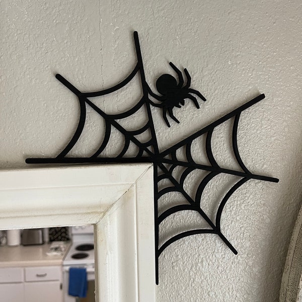 Halloween Door Corner Decor - Spider Web - Halloween Spider Sign - Spider Decor - Fall Decor
