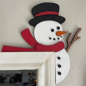Door Corner Christmas Decor - Holiday Decorations - Christmas Ornament - Door Corner Decor - 3D door corner- Snowman door corner