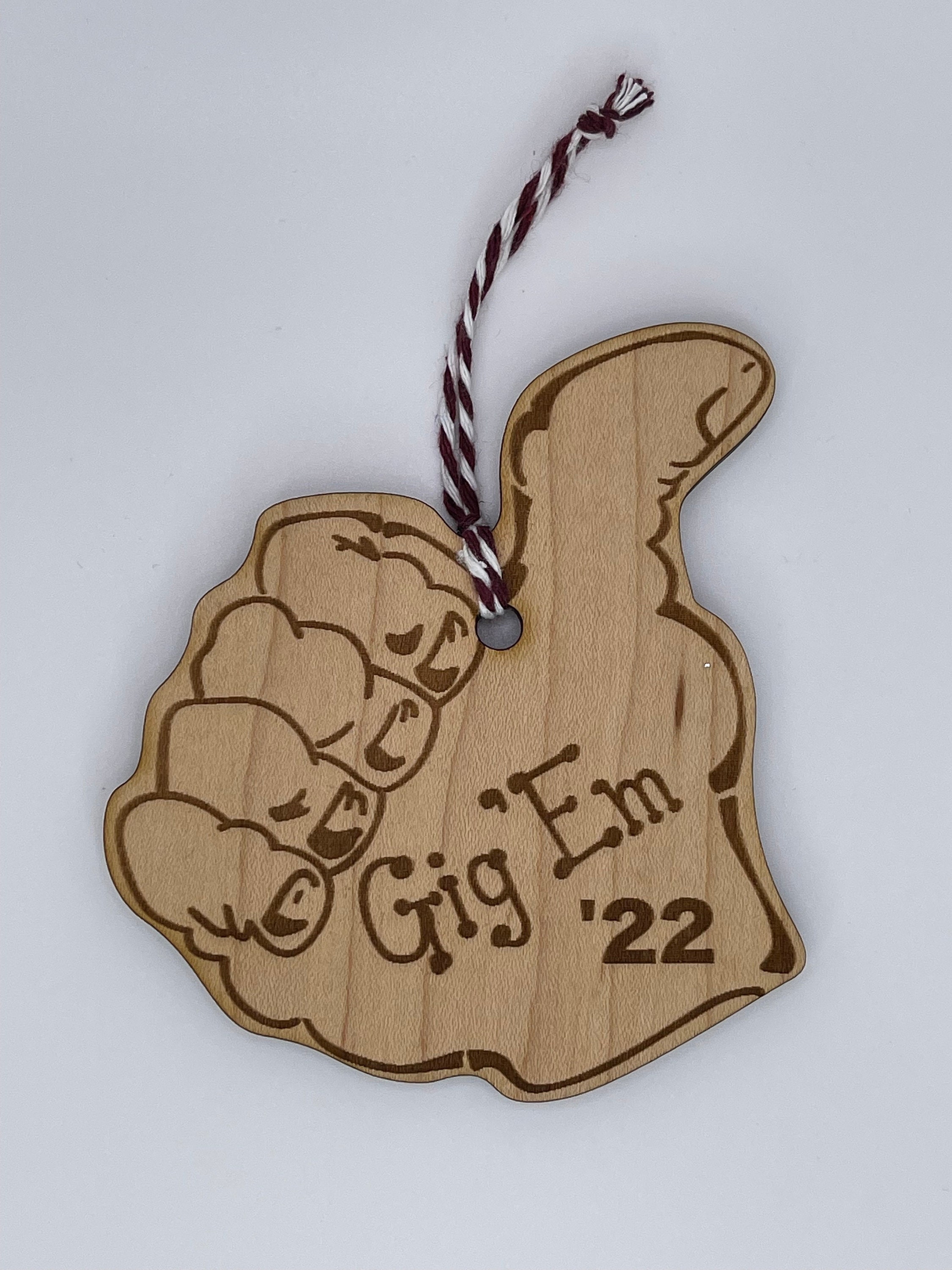 Gig'em Thumb W/class Year Wooden Ornament-aggie -  Israel