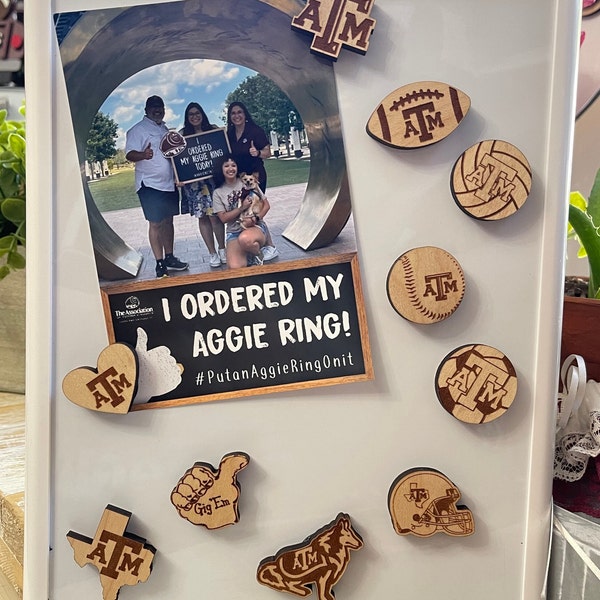 Texas A&M Mini Magnets - wooden refrigerator magnets - Aggie birthday, graduation, housewarming, Christmas gift