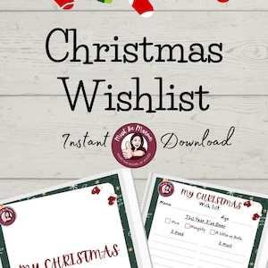 Nikolaus Liste - Weihnachtswunschliste - Weihnachten Download - Urlaubsplaner - Weihnachten zum Ausdrucken - Druckbare Wunschliste