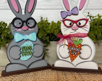 Easter Table Decor - Easter Decoration - Easter Gifts - Spring Table Decor - Easter Bunny Decor - Bunny Centerpiece - Nerdy Boy & Girl Bunny