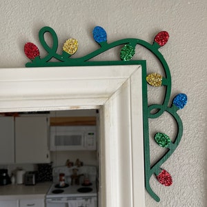 Door Corner Christmas Decor - Holiday Decorations - Christmas Ornament - Door Corner Decor - Silver Bells- Christmas Lights