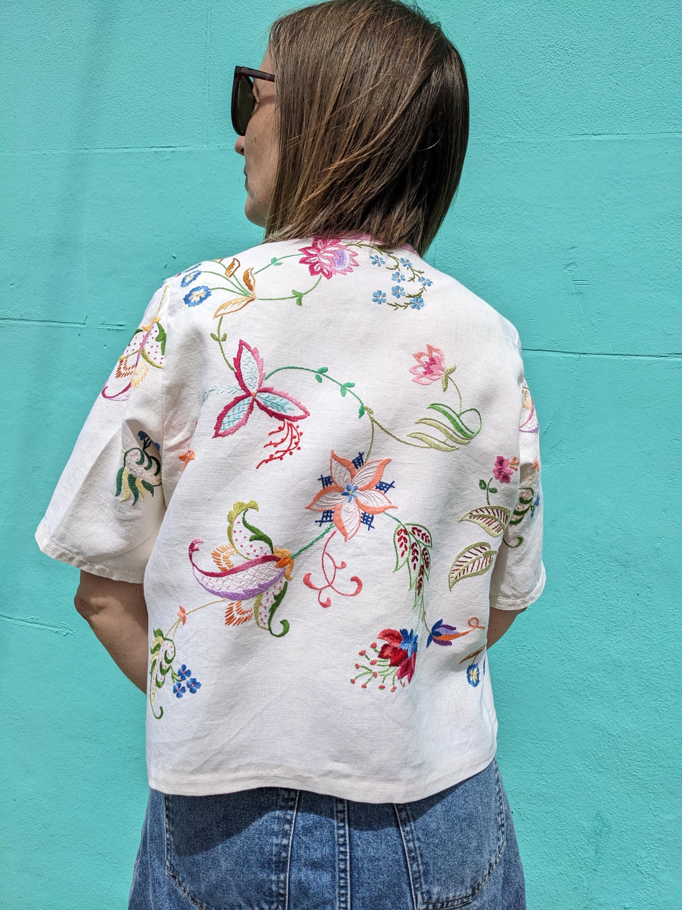 Vintage Embroidered Tablecloth Shirt - Etsy