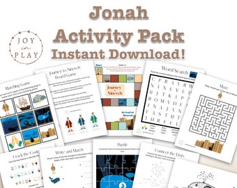 Jonah and the Fish Activity Printable Pack, Christian, Sunday School, Homeschool, Bible Story