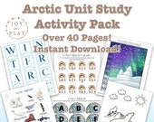 40-page Arctic Unit Study Activity Printable Pack, Busy Book, Arctic Learning Montessori, Reading, Writing, Math, Boy Girl Kids Puzzles