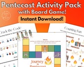 Pentecost Printable Activity Pack, Christian, Bible Lesson, Word Search, Crack the Code, Maze, Board Game, Puzzle, Sunday School, Homeschool